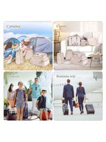 9 件便携式旅行收纳袋套装 - 轻松整理您的衣服、鞋子和内衣 - 非常适合行李箱打包 带有口号图形的便携式旅行收纳袋，带鞋子、洗漱用品和洗衣袋 学校用品 学校用品 大学用品 宿舍装饰 卧室装饰 学生教师宿舍必需品 收纳袋 衣服收纳袋 衣服整理袋 旅行袋套装 旅行收纳袋套装 旅行必需品 - 米色 - 查看 3