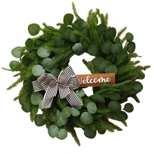 Couronne de fleurs d'accueil artificielles, décoration florale de plantes d'extérieur factices pour arrière-plan mural