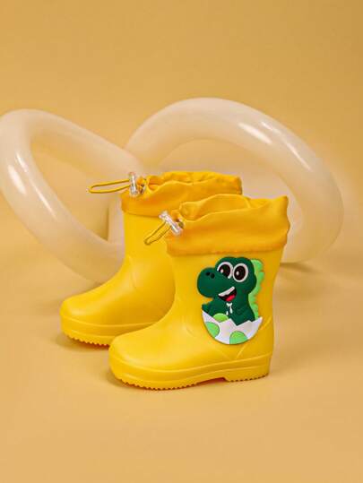 1 Pair Kids Crocodile Cartoon Rain Boots, Anti-Slip & Durable, Waterproof Outdoor & School Rain Shoes For Boys & Girls