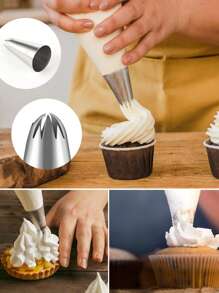 3pcs 1.2m 2D2F Seamless Stainless Steel Large Piping Nozzles, DIY Cupcake Decorating Tools - 3-piece Bean-melting Decorating Nozzle - View 11