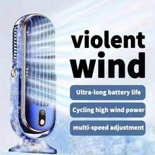 Ventilador de aire acondicionado portátil multifuncional, con motor dual, 5 velocidades de viento de 360°, carga USB y entrada USB, apto para oficina, viajes, campamento y uso en autocaravana