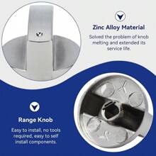 6 Stücke 8mm Herdknöpfe Ersatz, Zinklegierung Kochgeräte Kontrollschalter Metallknöpfe, geeignet für Küchenofen, Gasherd, Mikrowelle (45°-Schalter), einfacher direkter Austausch, ohne Werkzeuge erforderlich