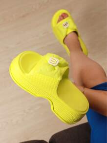 Sandalias de plataforma para dama, resistentes, antideslizantes, con suela gruesa para uso en interiores y exteriores. - Verde Lima - Ver 2