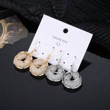 2pcs Women's Wide And Thick Gold Ear Ring Set, Daily Wear