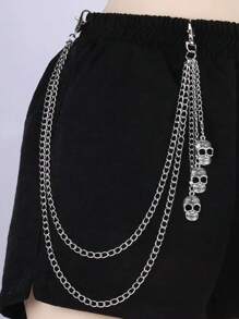 1pc Double Layer Skull Pants Chain, Suitable For Daily Wear