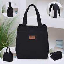 1 pieza Bolsa de almuerzo portátil y ligera, conveniente para guardar el almuerzo en la escuela, oficina, picnics, con asa para llevar