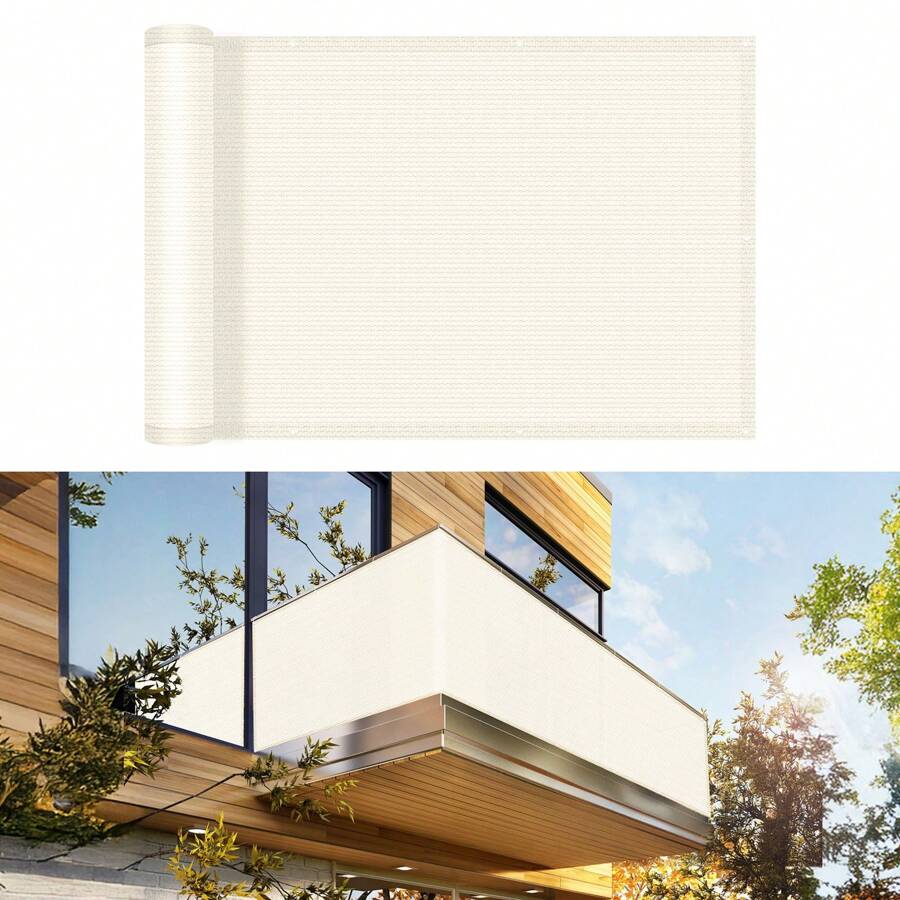 1PC Balcony Privacy Fence Screen Cover With Zip Ties Outdoor Screen Fence UV Protection For Deck Patio Backyard Apartment Pool Porch - Beige - View 1