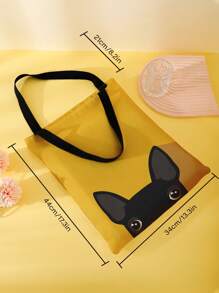 1 Stück süße Cartoon Boston Terrier Muster Leinwand Tragetasche, Damen Handtasche, lässige Shopper Tasche mit großer Kapazität, vielseitige Schultertasche, neu im Herbst/Winter Schultertasche mit großer Kapazität