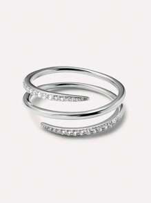 Leicht luxuriöser Abendschmuck, 925er Sterling Silber, spiralförmiges Design mit eingelassenen Zirkoniasteinen, vergoldet, verstellbarer Ring für Frauen, für den täglichen Gebrauch