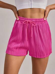 VUTRU 1Pc Drawstring Waist Hot Pink Running Shorts Lightweight Daily Gym Workout Summer - Hot Pink - View 5