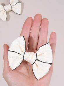 2pcs Lace Flower Hair Bow Clips For Girls, White Black Bow Alligator Clips, Elegant Floral Hair Barrettes, Toddler Girl Pigtail Hair Clips, Spring Birthday Wedding Gift, Kids Hair Accessories.