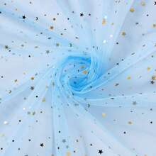 1pc Star & Moon Hexagonal Tulle Fabric, Handmade DIY Headpiece, Clothing, Dress, Flower Packaging, Soft Tulle