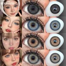 EYESHARE 1Pair Colored Contact Lenses For Eyes Fashion Blue Eye Lenses Soft Black Contact Gray Beautiful Pupils Yearly Beauty Makeup Colorful Lenses 14.0 Mm
