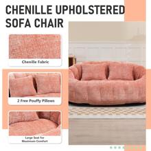 Chenille Lazy Sofa, 2 Seat Bean Bag Sofa Chair, Durable Soft Comfort Recliner, Lazy Loveseat Sofa Bed, Includes 2 Pillows, Indoor/Outdoor Use, No Assembly Required, Suitable For Living Room, Bedroom, Dormitory And Apartment(Pink) - 粉色 - 查看 2
