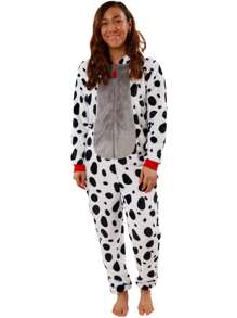 Disney 101 Dalmatians  | 101 Dalmatians Womens' Spotted Lounge Jumpsuit | Ladies' Sleepwear - Black and White - View 1