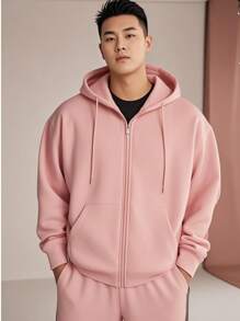 Men Plus Size Hoodies - Pink - View 1