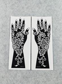 2 Sheets Floral Reusable Tattoo Stencils Temporary Tattoo Sticker Body Art Tattoos Stencils Sticker Glitter Tattoo Template For Hand Body Art Designs