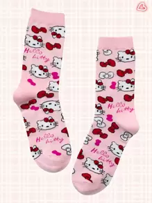 Sanrio Sanrio 1 Pair Of Women's/Couple Mid Length Socks, Personalized, Fun, Rich And Colorful, Creative Anime Cartoon Design, Holiday Gifts, Comfortable And Breathable, Improving The Family Day Atmosphere, Fashionable And Fashionable, Suitable For Women Funny Socks,Crazy,Anime,Multicolor Socks