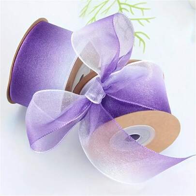 1 条 4.5 米 25 毫米渐变闪光珍珠欧根纱丝带，适用于礼品包装、花束装饰、节日派对装饰、DIY 蝴蝶结和发饰