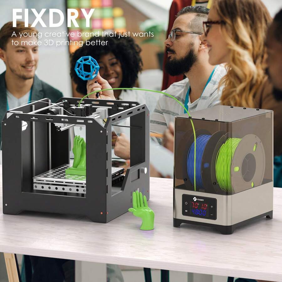 3D Drucker Filament Trockner, PTC Dehydrator Trockner Box, Temperatur Feuchtigkeitskontrolle, 2 Spule kompatibel mit 1.75mm, 2.85mm, 3.00mm - Silber - Übersicht 1