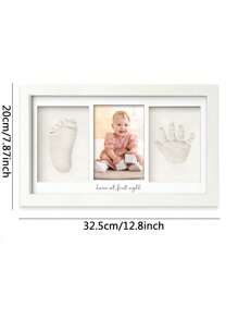 1 件婴儿手印和脚印套件 - 粘土手印纪念相框、新生儿育儿室相框、个性化新妈妈礼物，适合婴儿洗礼和登记（白色） - 彩色 - 查看 3