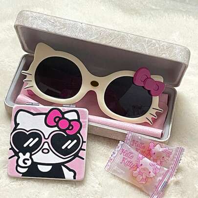 Sanrio 1pc Hello KT Novelty Gradient Lens Plastic Glasses, Lightweight Design For Travel, Festivals, Cosplay