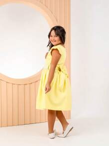 Girls Dress, Princess Style, Party, Wedding, Graduation, Baptism, Youth, Birthday - Yellow - View 3