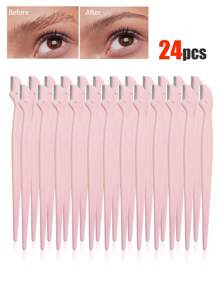 1/3/6/9/12/24/48/96/200件/套 多色修眉剃刀套装，眉毛修剪器和剃刀，去角质剃刀工具，身体脱毛修剪器和面部及眉毛剃刀套装，长柄刀片带精密保护盖，女士修眉工具，适合日常使用或旅行 - 彩色 - 查看 9