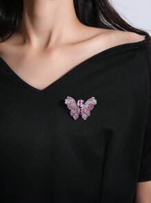 1 Bộ 4 món trang sức sang trọng phong cách đồng khảm đá Cubic Zirconia Bộ vòng cổ hoa tai trâm cài, vòng cổ hoa tai đa năng hình con bướm trang sức trâm cài - Bộ đồ sang trọng - Xem 9