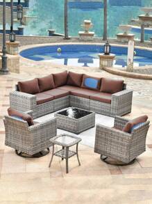 1 Vỏ đệm ghế sofa đàn hồi bằng lụa sữa màu trơn, độ đàn hồi cao, chống bụi, thích hợp cho 4 mùa, dùng cho sân vườn, ngoài trời, sân hiên, bảo vệ ghế sofa bằng mây - Cà phê nâu - Xem 7