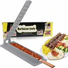 1 buah Alat Penekan Daging BBQ Luar Ruangan, Cetakan Plastik Aksesori Memanggang Portabel, Perlengkapan Barbekyu Sederhana & Berguna - Grey - View 5
