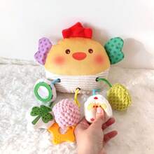 螃蟹与小鸡拉线玩具 - 柔软可爱的婴儿毛绒小鸡拉线玩具，适合婴儿床悬挂和早期教育，青少年床上玩具 | 彩色青少年玩具 | 毛绒涤纶玩具
