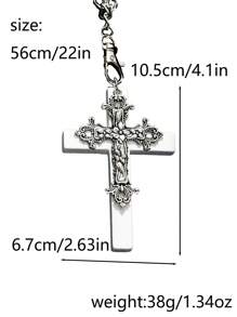1 件藤蔓十字架项链，时尚哥特式 Y2K 银十字架项链，信仰十字架项链适合男女日常佩戴、聚会、角色扮演配饰