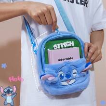 Miniso Disney Furry Series Cute Stitch Crossbody Bag With Adjustable Straps Ideal Gifts For Stitch Fans (Blue) (1 PC)