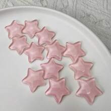 20 piezas/Paquete Decoración plana de resina con estrellas de cinco puntas de color rosa con brillo, materiales DIY para paredes, fundas de teléfono, zapatos, artesanía