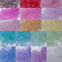 Set de 120 piezas de cuentas de vidrio en forma de cubo cuadrado, forma de bloque helado apta para hacer anillos, pulseras, regalos para amigos, y complementos diarios de joyería