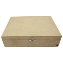 MDF Money Organizer Box For Bills And Coins With Lock And 8 Compartments - 米色 - 查看 3