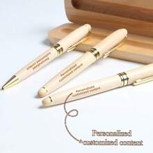 Personalized Maple Wood Pen Set, Customizable Engraved Signature Pen, Push-Button Cap, Medium Nib, Ideal Office Gift For Teachers, Anniversary, Valentine's Day - Multicolor - View 7