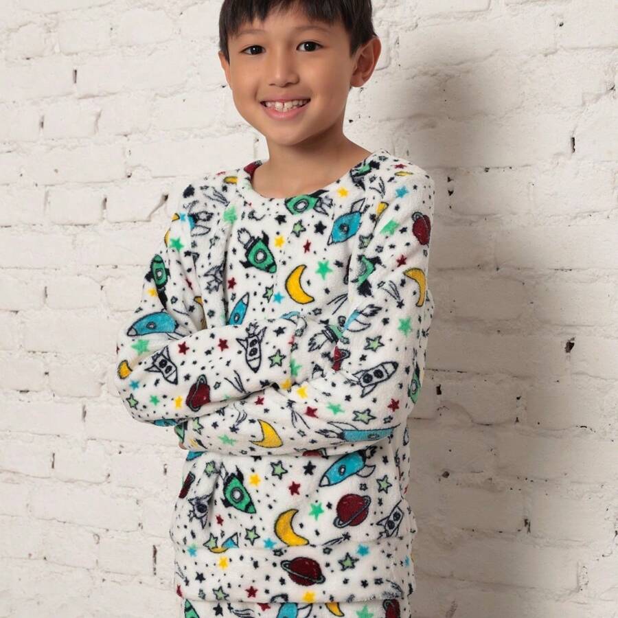 ***Check The Measurements Carefully*** Children's Pajama Set/Fleece Ultra Soft/Boy, Unisex. - White - View 1