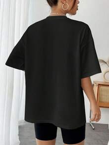 Camiseta de mujer con estampado y decoración de lazo rosa, de verano