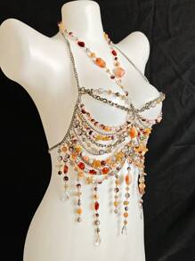 Unisex Sexy Acrylic Crystal Sequin Hollow Pendant Body Chain Necklace, Suitable For Nightclub, Party, Hotel, Carnival, Couples - 彩色 - 查看 7