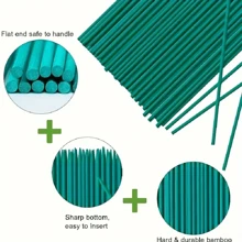 15/30 Pieces Green Bamboo Plant Stand, Indoor Gardening Wooden Flower Support Rod For Indoor And Outdoor Plant Support, Potted Plants