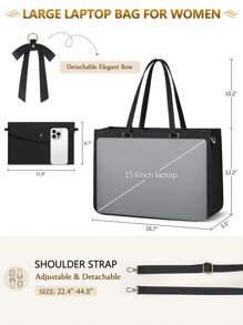 NEWHEY Laptop Bag For Women 15.6 Inch Leather Tote Bag 2pcs Set Professional Work Bag Large Office Computer Bag Teacher Bag - Multicolor - View 9