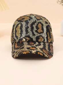 1pc Multi-Color Glitter Leopard Print Contrast Mesh Breathable Comfortable Sun-Shading Baseball Cap, Suitable For Party, Gathering, Festival, Stage, Outdoor, Daily Use - Leopard - View 9