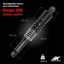 Kinlley Moto Amortiguador trasero para moto Cargo 125 cc Doble Kinlley - Plateado - Ver 2