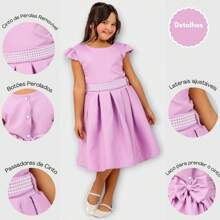 Girls Dress, Princess Style, Party, Wedding, Graduation, Baptism, Youth, Birthday - Purple - View 4