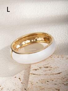 1pc Fashion Personalized Feeling White Dripping Oil Elastic Bangle, Suitable For Daily Wear, Party Gifts