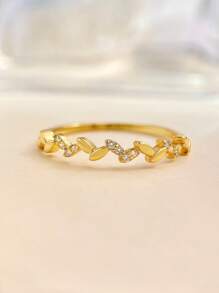 1pc Elegant Leaf Zirconia Ring 925 Sterling Silver Women's Jewelry, Delicate&Stylish, Suitable For Dating And Daily Wear, Best Gift For Women - Leaf  Ring - View 3