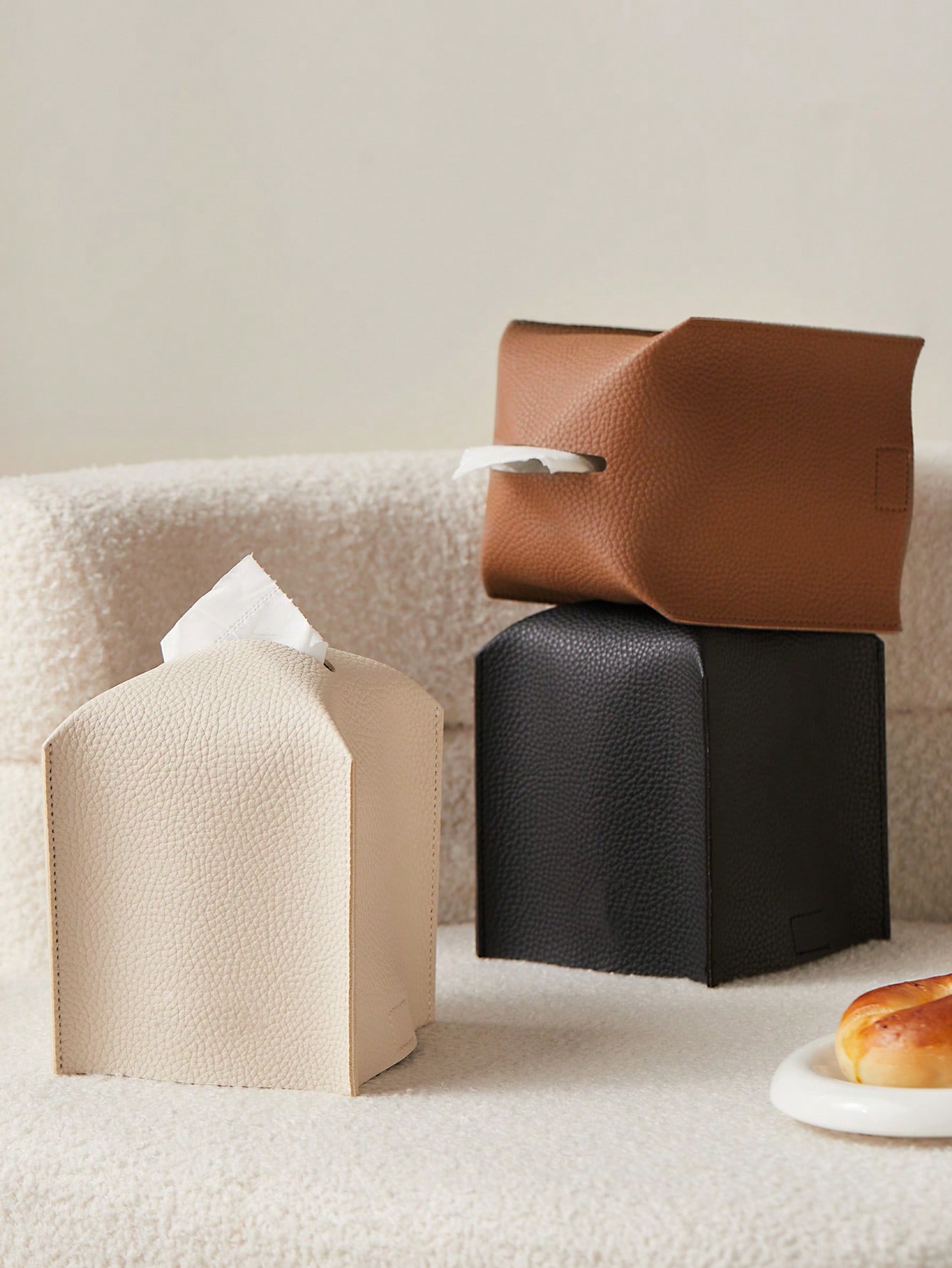 قطعة واحدة صندوق مناديل جلد الناعمة المربع الفخم ب...