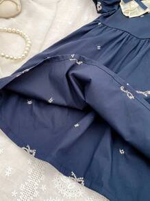 Summer New Arrival Girls Embroidery Bow Lace Sweet Dress